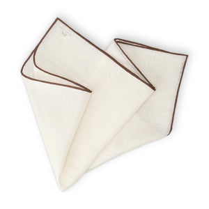 Ivory and Brown Shoestring Pocket Square