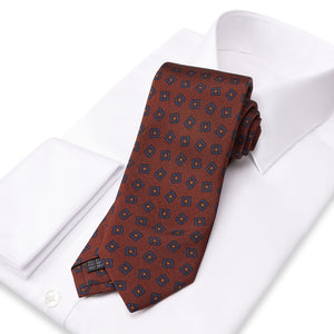 Brown Floral Diamonds 7-fold Tie