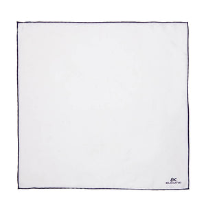 Classic White w/ purple shoestring Pocket Square
